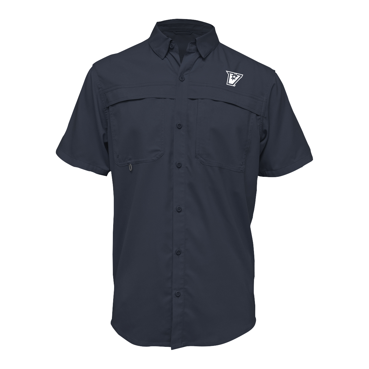 UTRGV™ - White V Logo - Men's Navy Fishing Shirt | Official Apparel