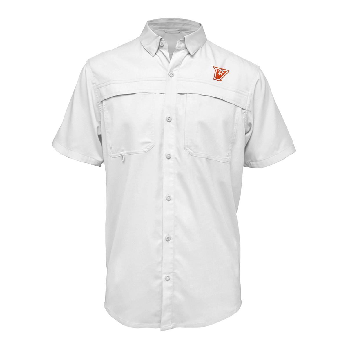 UTRGV™ - Orange V Logo - Men's White Fishing Shirt | Official Apparel