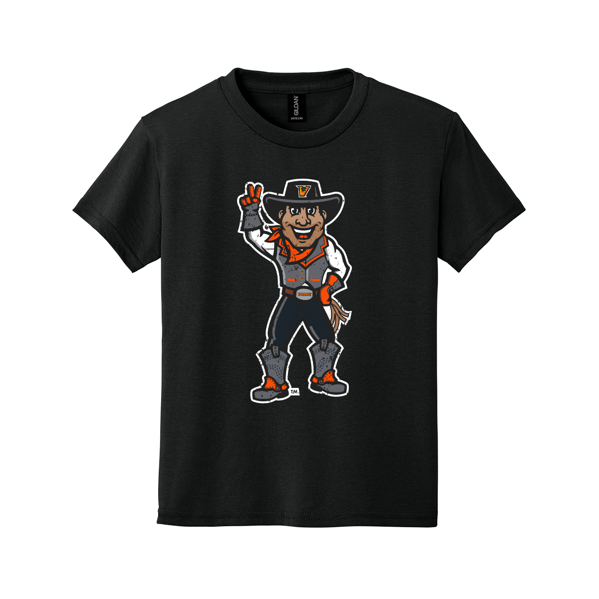 UTRGV™ Full Body Vaquero Mascot Youth T-Shirt - Black | Official Licensed Apparel