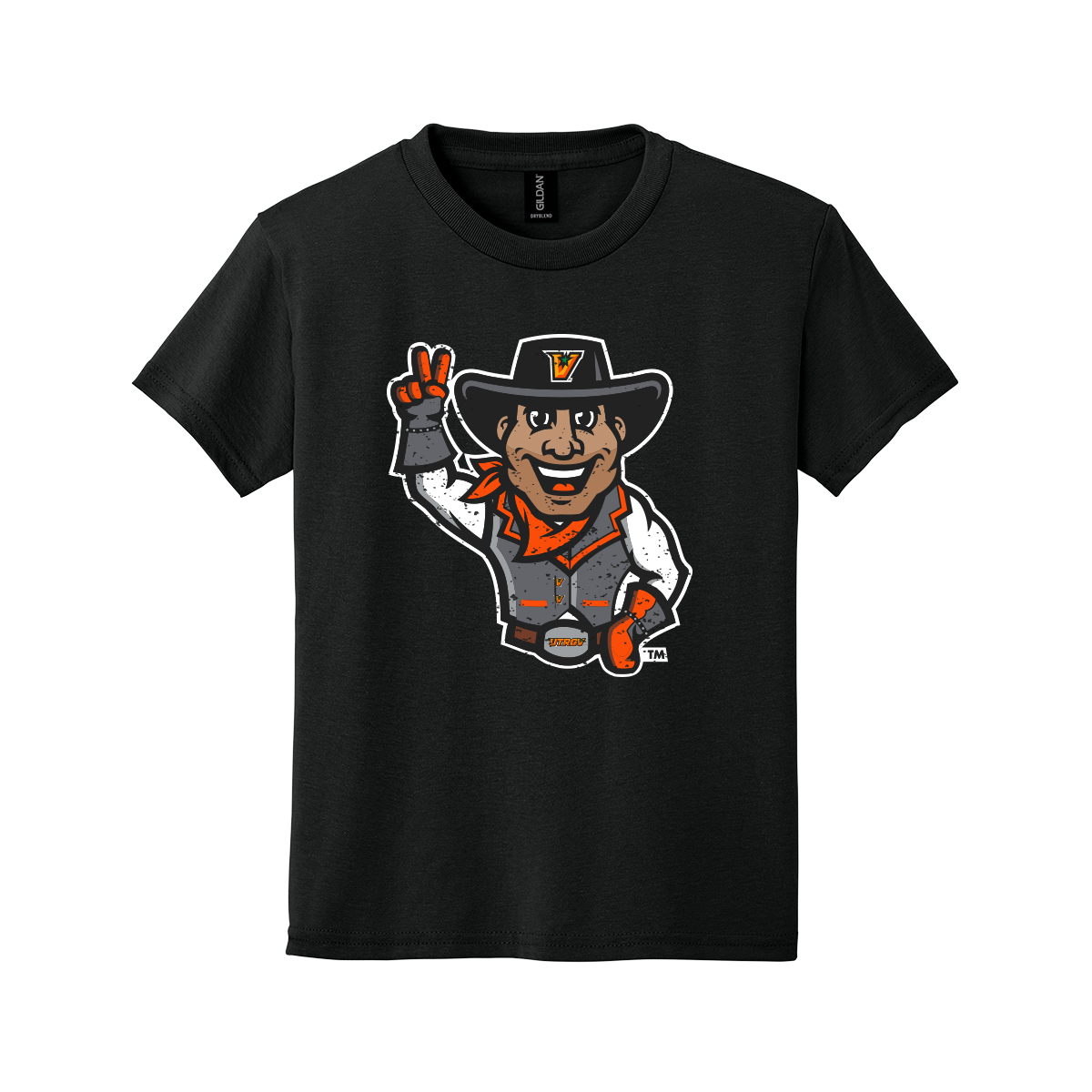 UTRGV™ Half Body Vaquero Mascot Youth T-Shirt - Black | Official Licensed Apparel