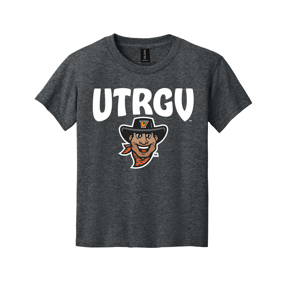 UTRGV™ Vaquero Mascot Youth T-Shirt - Dark Heather | Official Licensed Apparel