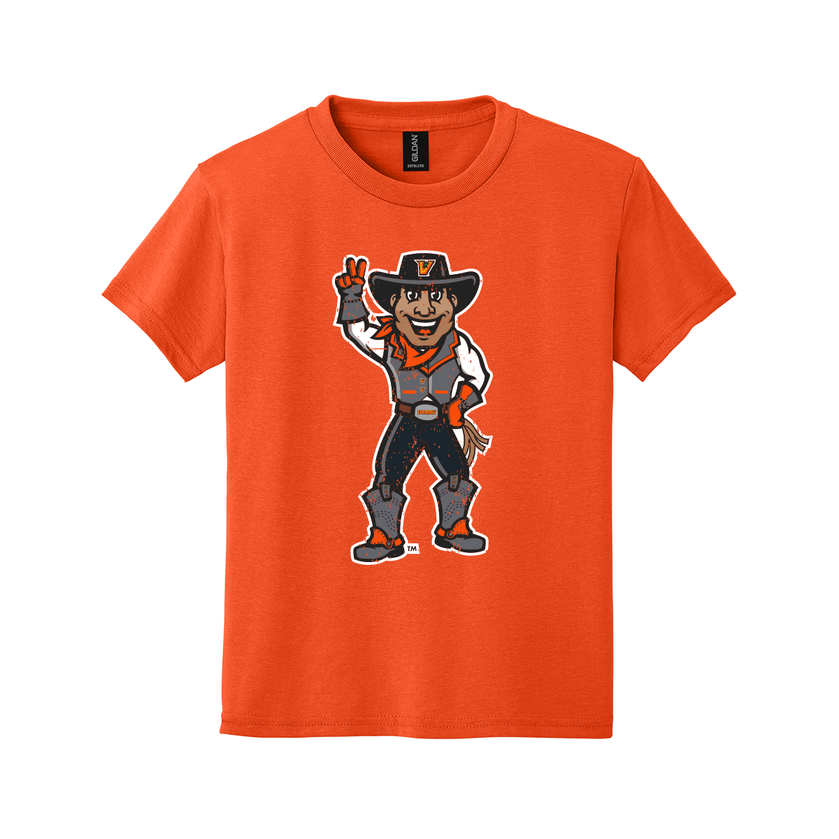 UTRGV™ Full Body Vaquero Mascot Youth T-Shirt - Orange | Official Licensed Apparel