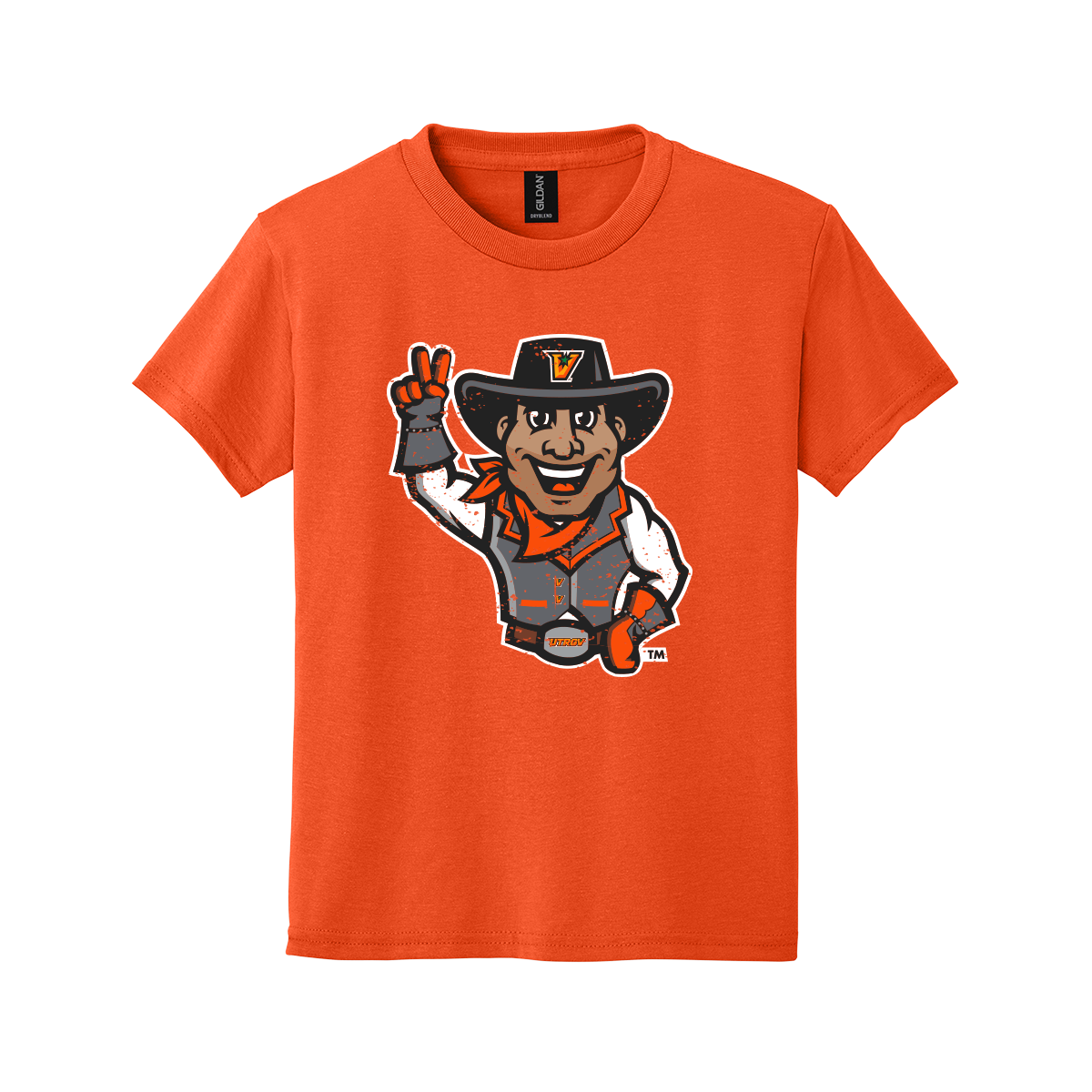 UTRGV™ Half Body Vaquero Mascot Youth T-Shirt - Orange | Official Licensed Apparel