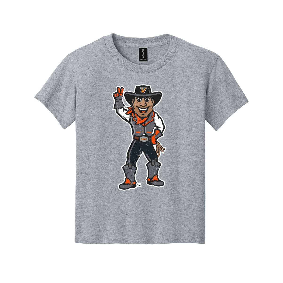 UTRGV™ Full Body Vaquero Mascot Youth T-Shirt - Light Grey | Official Licensed Apparel