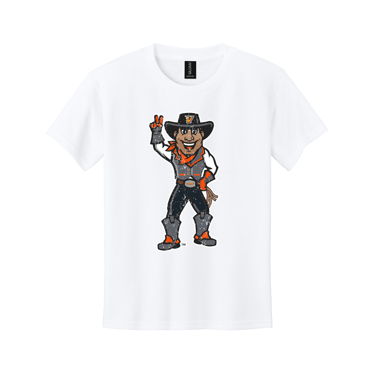 UTRGV™ Full Body Vaquero Mascot Youth T-Shirt - White | Official Licensed Apparel