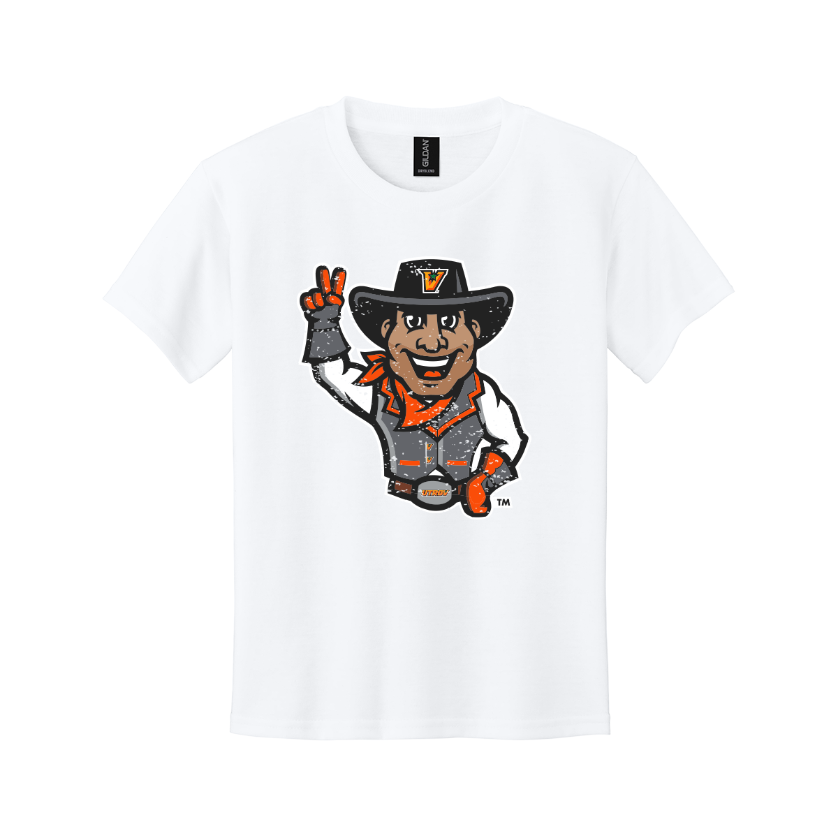 UTRGV™ Half Body Vaquero Mascot Youth T-Shirt - White | Official Licensed Apparel