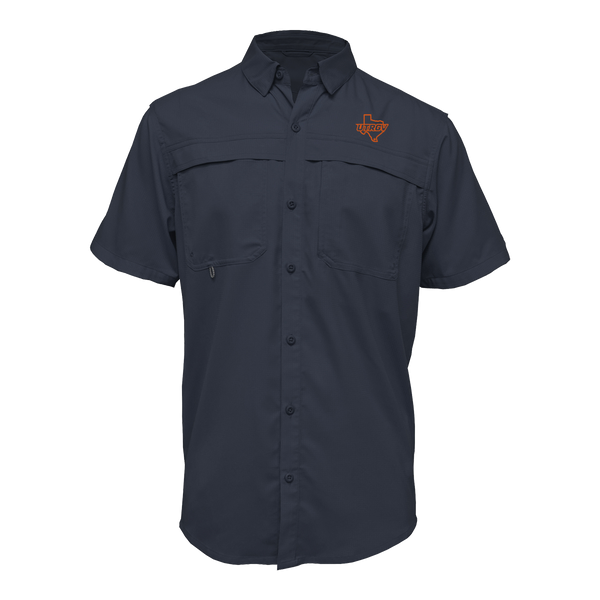 UTRGV™ Orange Texas Logo Men's Fishing Shirt - Navy | Official Licensed Apparel