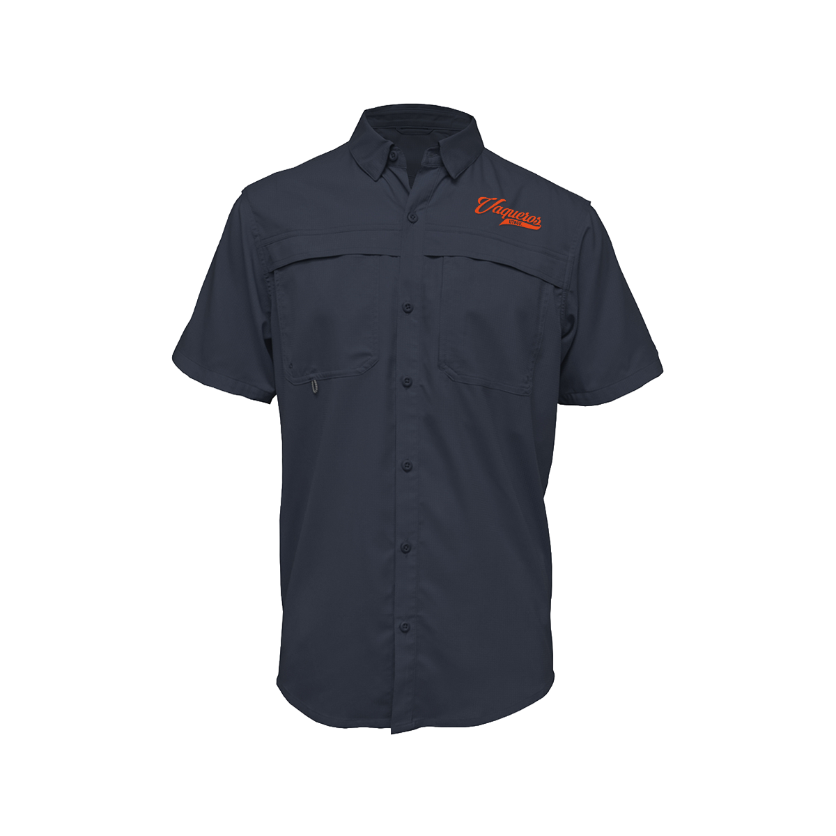 UTRGV™ - Orange Vaqueros Logo - Men's Navy Fishing Shirt | Official Apparel