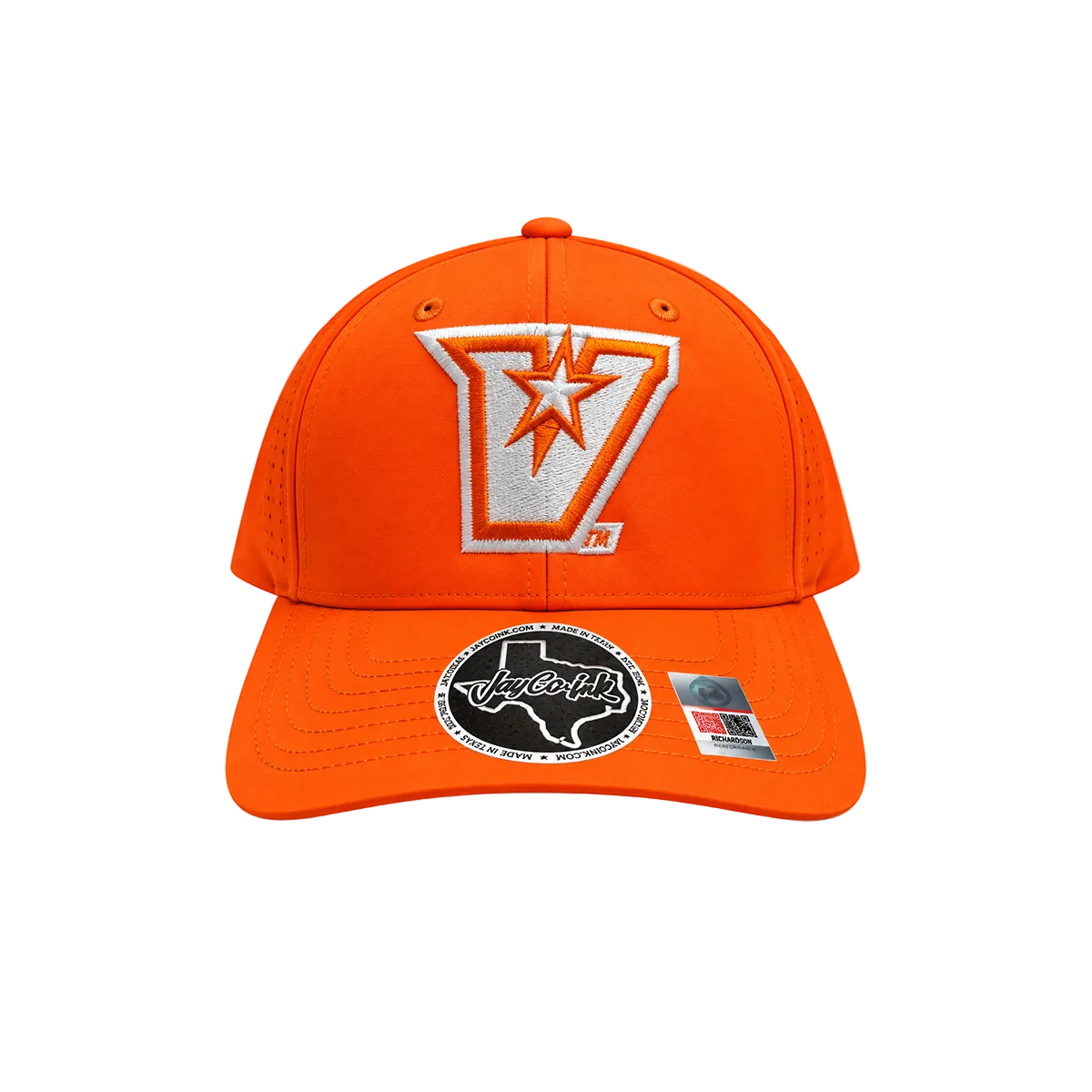 UTRGV™ Embroidered V Logo White Adjustable Cap - Orange | Official Licensed Headwear