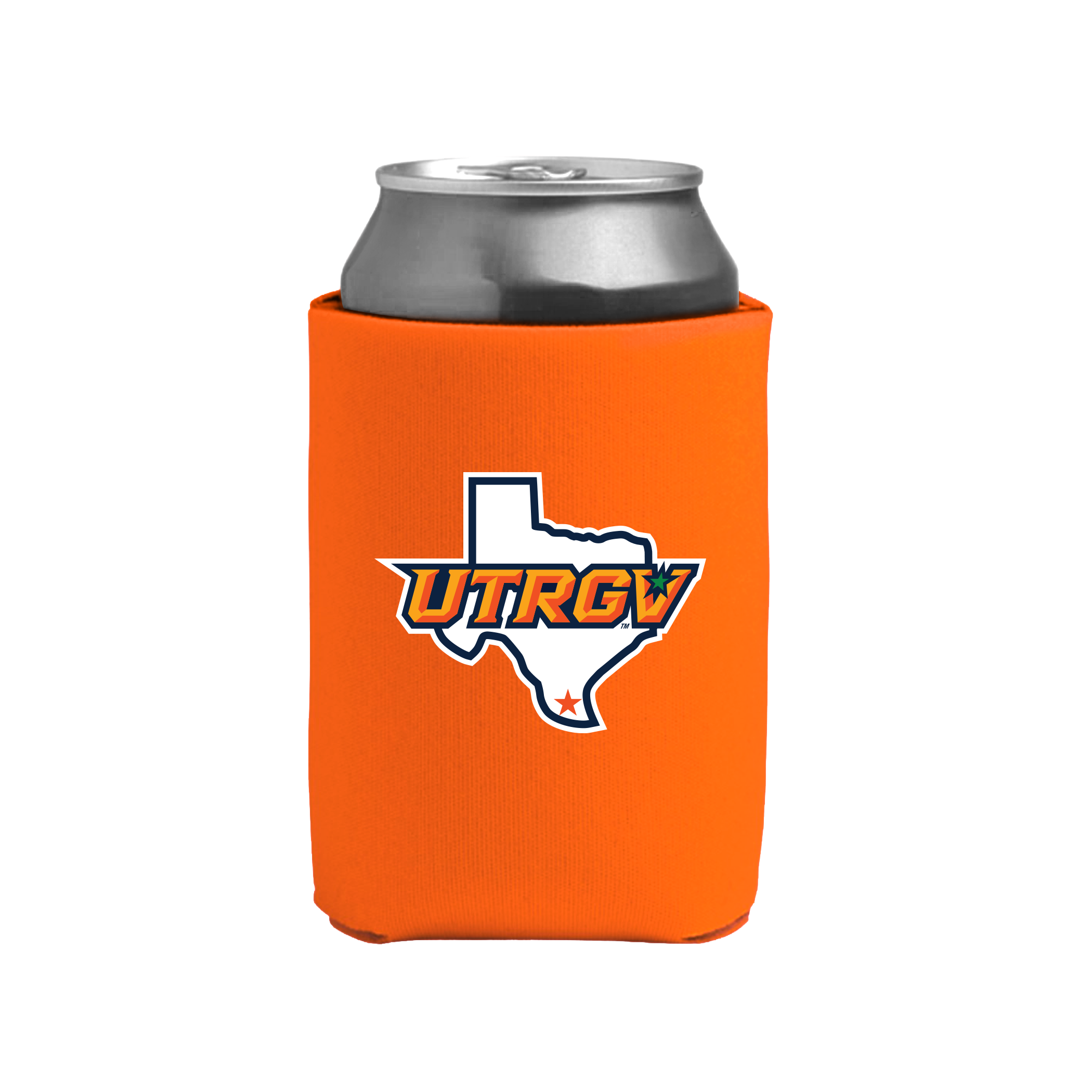UTRGV™ Texas Logo Can Cooler - Orange | Official Licensed Beverage Koozie