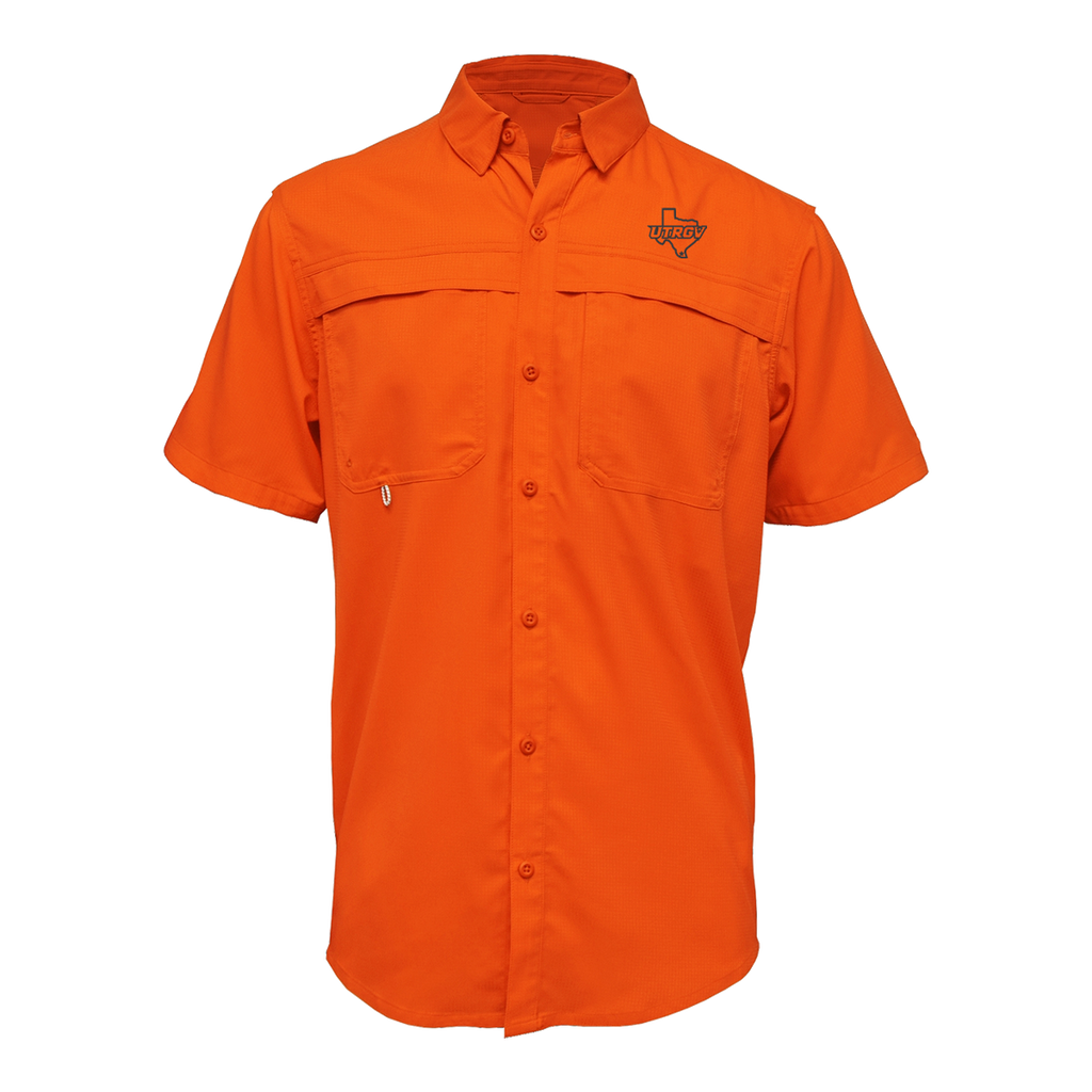 UTRGV™ Black Texas Logo Men's Fishing Shirt - Orange | Official Licensed Apparel