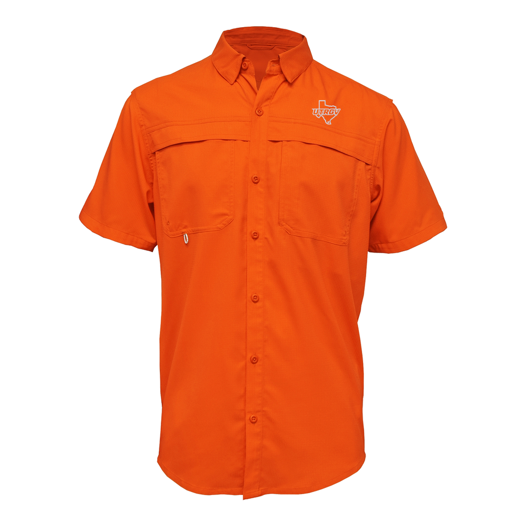 UTRGV™ White Texas Logo Men's Fishing Shirt - Orange | Official Licensed Apparel