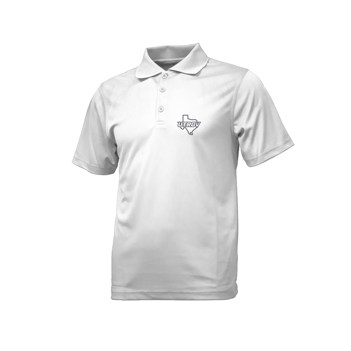 UTRGV™ Grey Texas Logo Men's Polo - White | Official Licensed Apparel