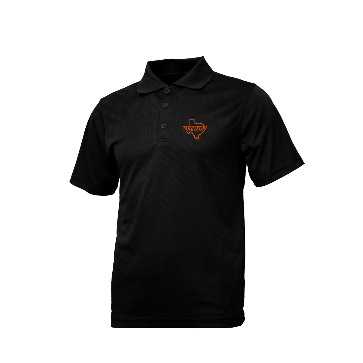 UTRGV™ Orange Texas Logo Men's Polo - Black | Official Licensed Apparel