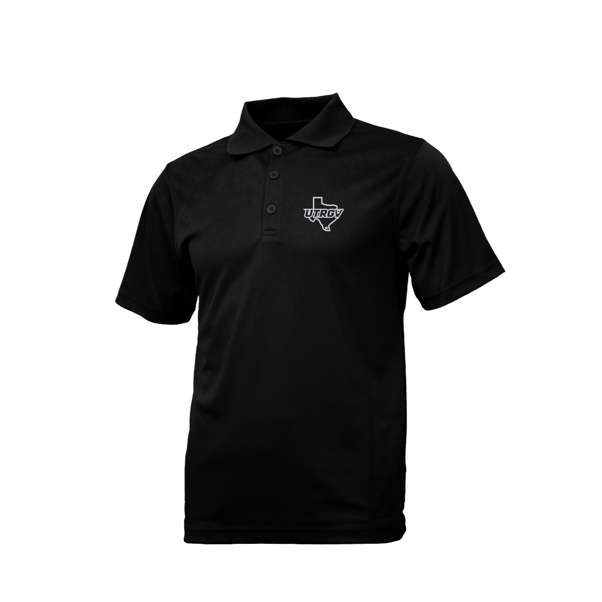 UTRGV™ White Texas Logo Men's Polo - Black | Official Licensed Apparel