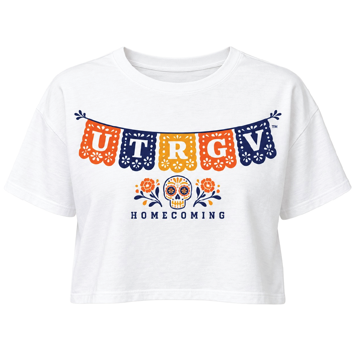 UTRGV™ Papel Picado Homecoming Crop Top - White | Official Licensed Apparel