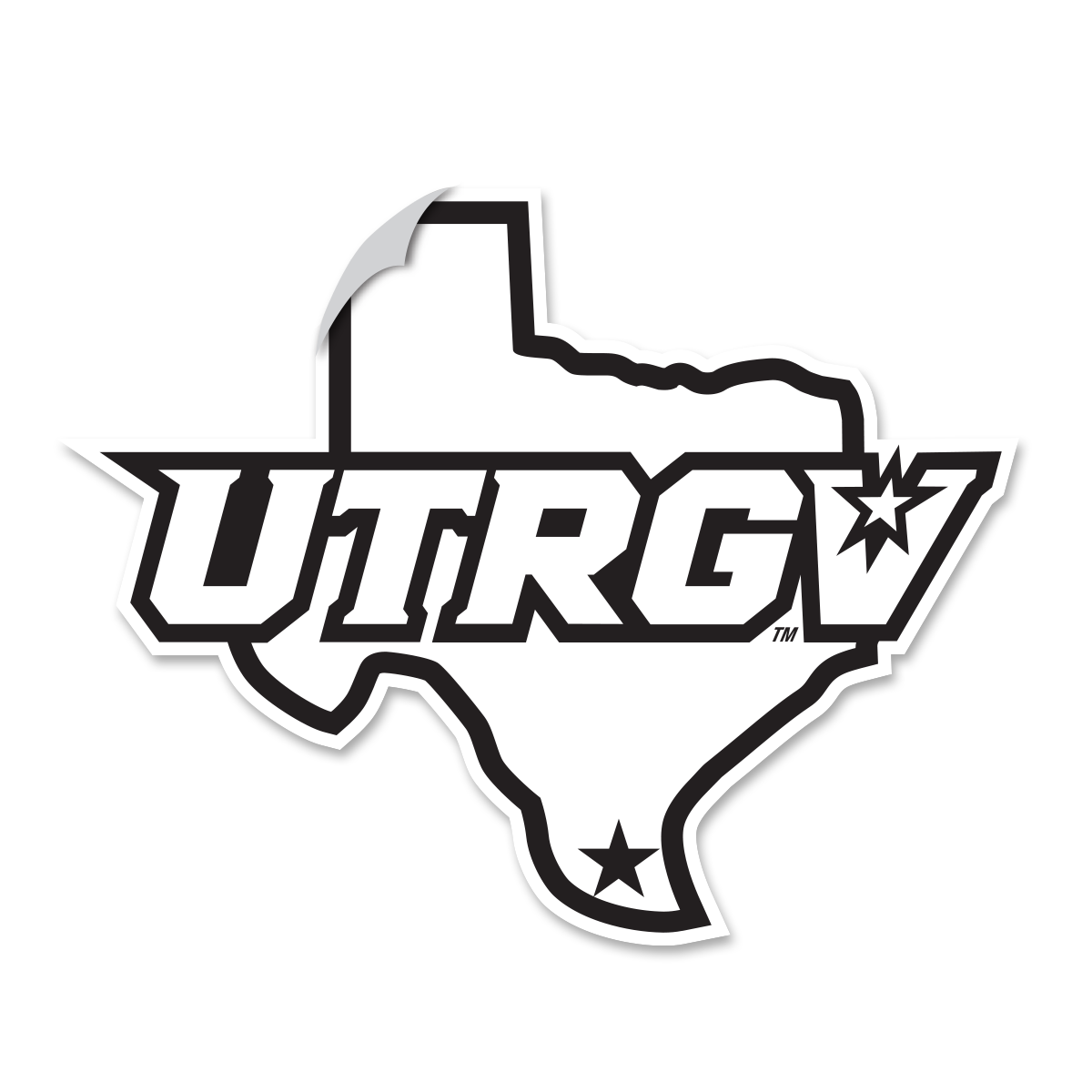 UTRGV™ Texas Black Logo Decal - White | Official Licensed Accessory