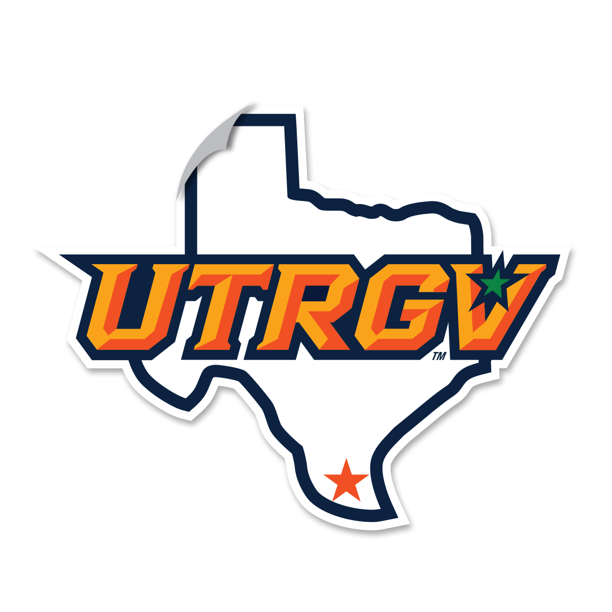 UTRGV™ Texas Full Color Logo Decal - White | Official Licensed Accessory