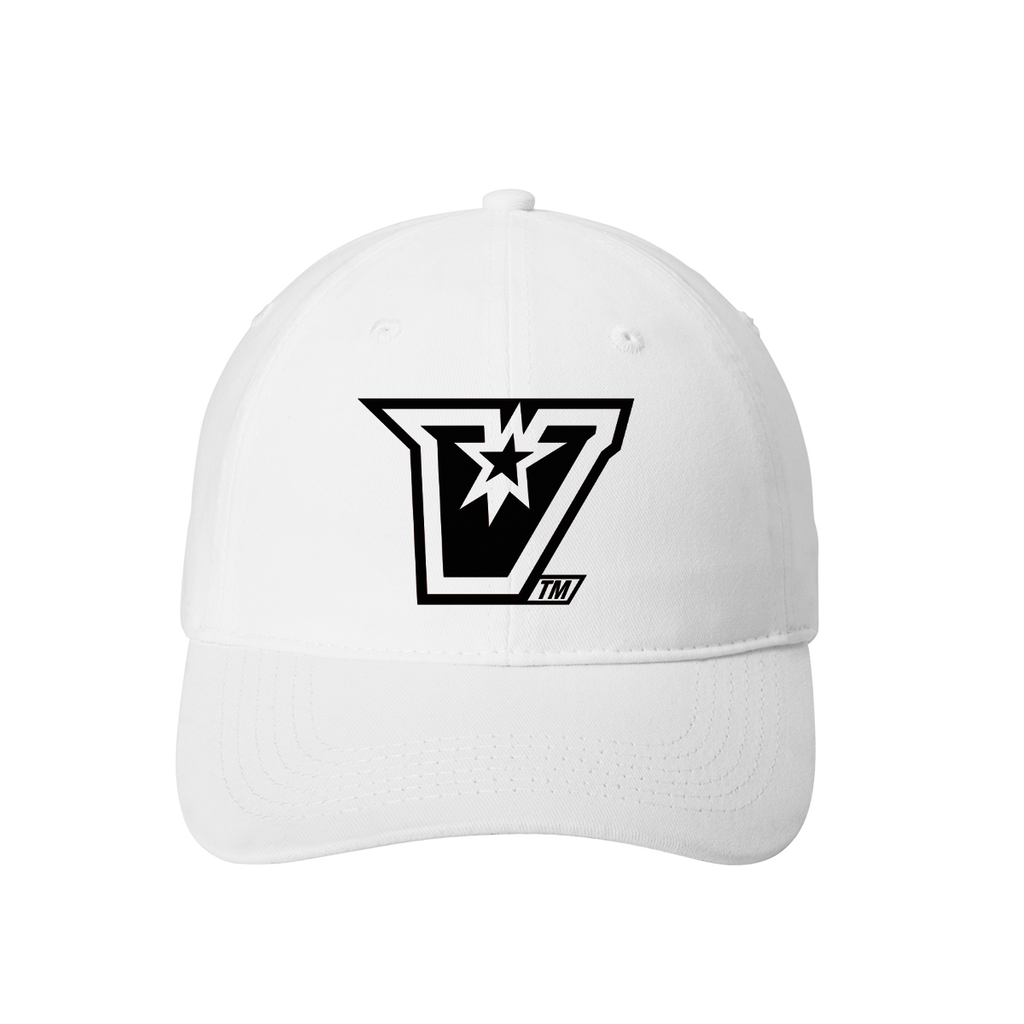 UTRGV™ Embroidered V-Logo – Classic Dad Cap (White/Black)