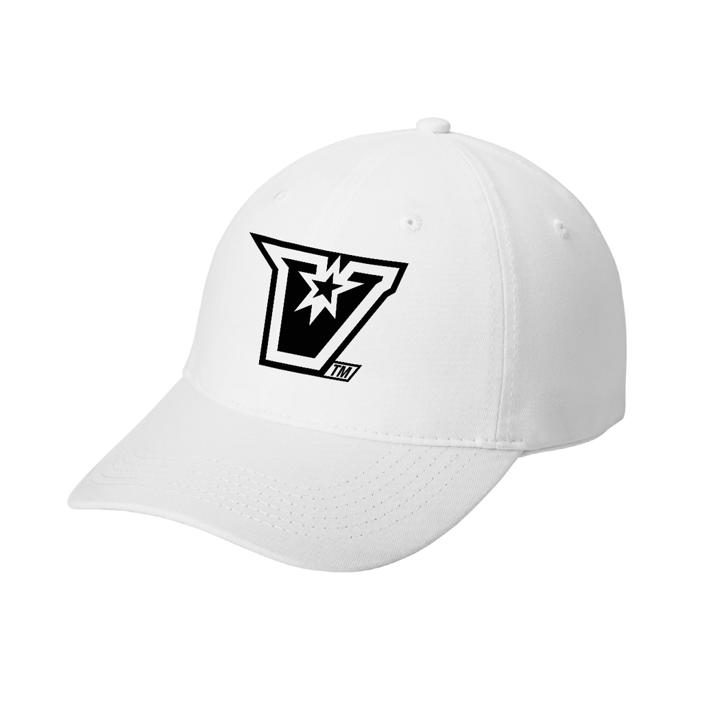 UTRGV™ Embroidered V-Logo – Classic Dad Cap (White/Black)