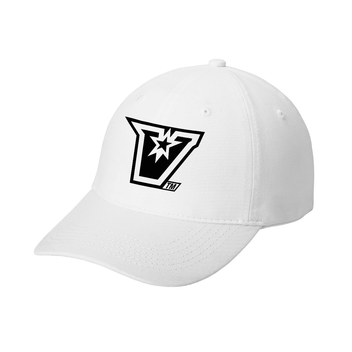 UTRGV™ Embroidered V-Logo – Classic Dad Cap (White/Black)