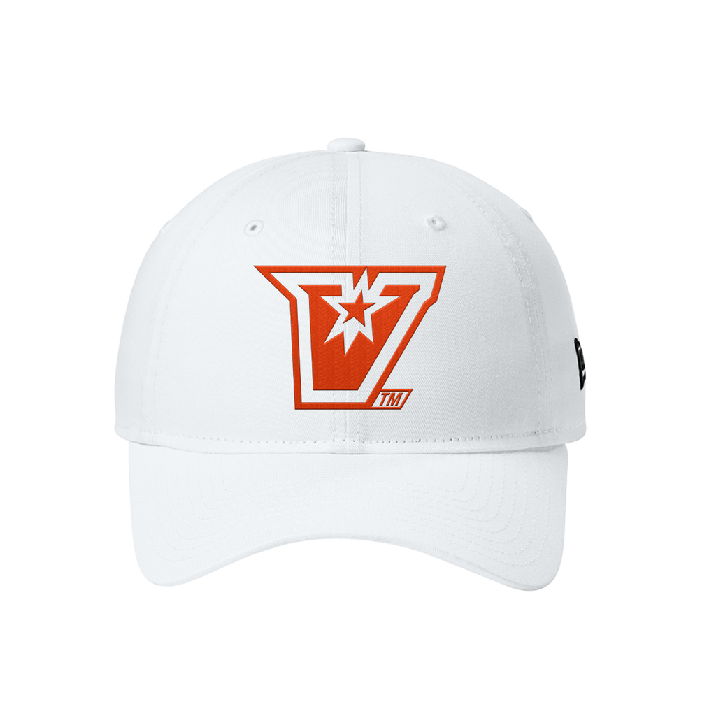 UTRGV™ - Embroidered V-Logo - New Era® Adjustable Unstructured Cap – White/Orange