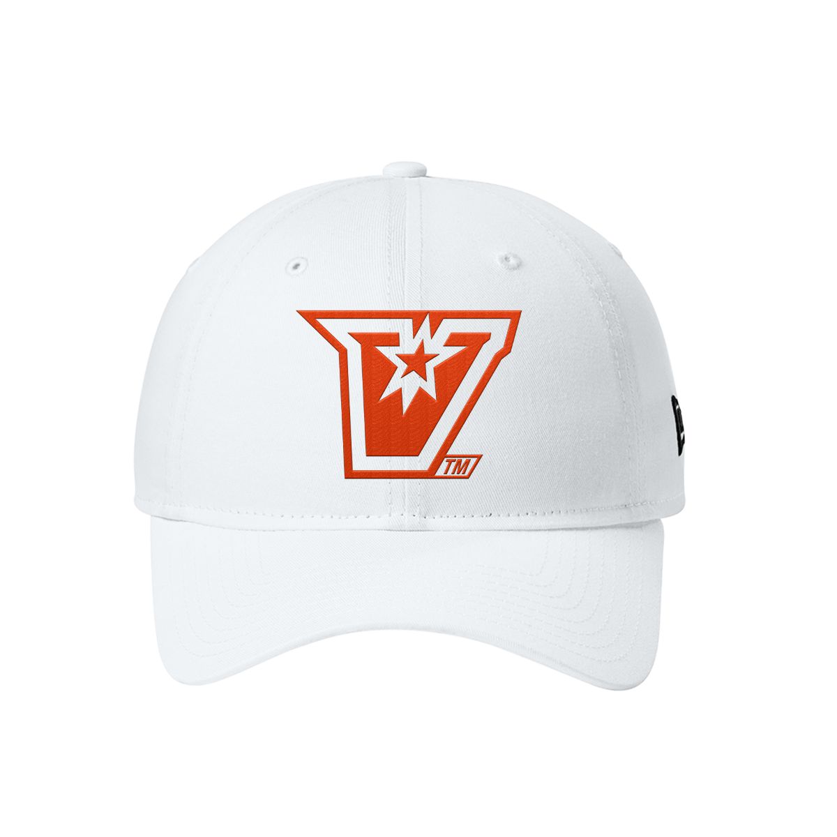 UTRGV™ - Embroidered V-Logo - New Era® Adjustable Unstructured Cap – White/Orange