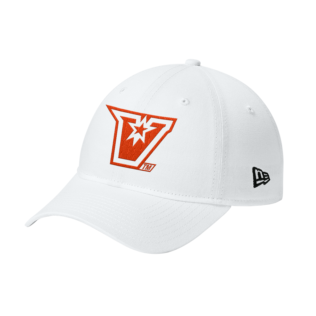 UTRGV™ - Embroidered V-Logo - New Era® Adjustable Unstructured Cap – White/Orange