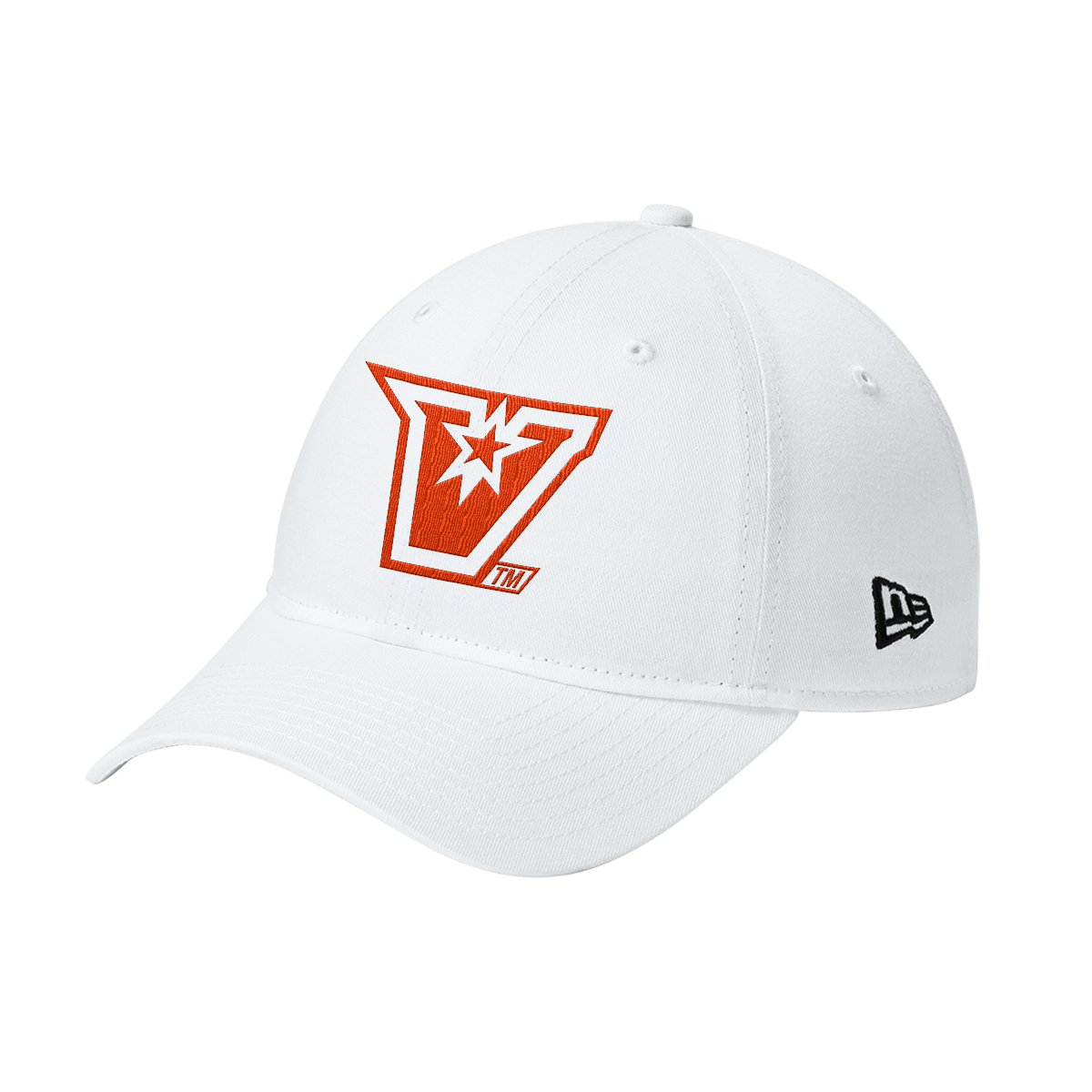 UTRGV™ - Embroidered V-Logo - New Era® Adjustable Unstructured Cap – White/Orange