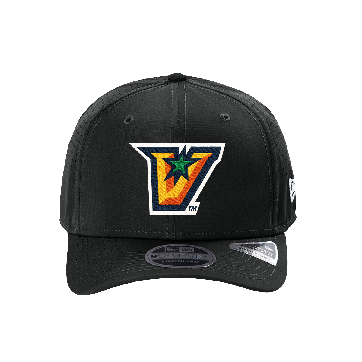 UTRGV™ Full Color V Logo Stretch Fit Cap - Black | Official Licensed New Era® Headwear