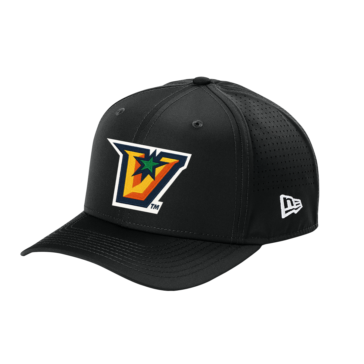 UTRGV™ Full Color V Logo Stretch Fit Cap - Black | Official Licensed New Era® Headwear
