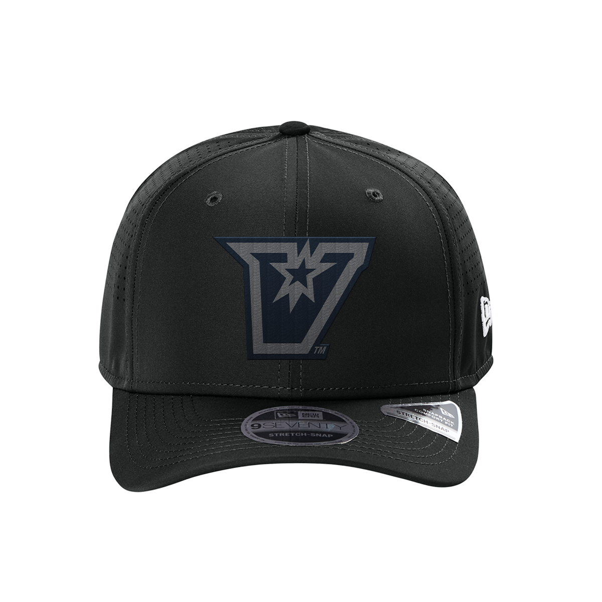 UTRGV™ - Embroidered V-Logo - New Era® 9SEVENTY® Perforated Snapback Cap - Black/Grey