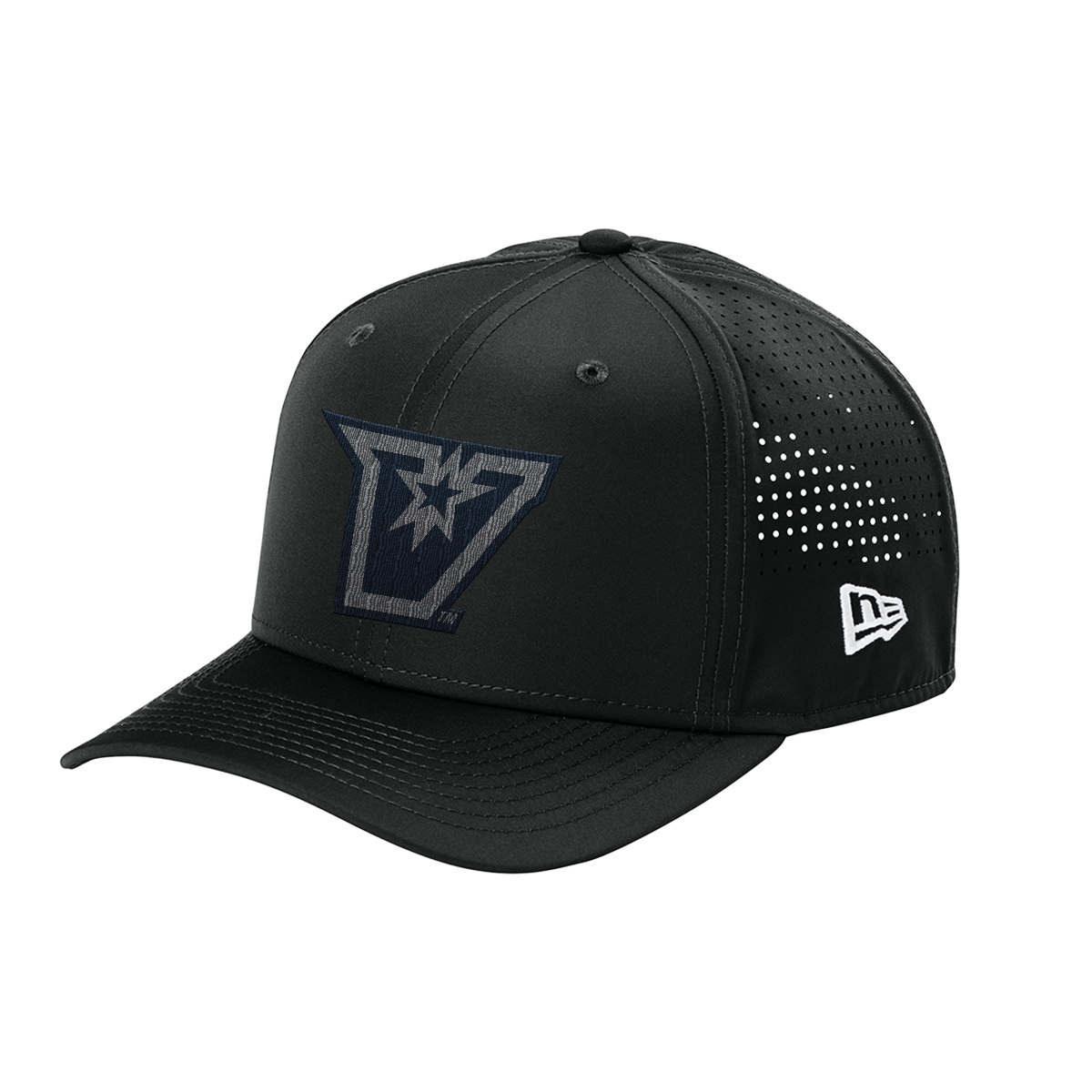 UTRGV™ - Embroidered V-Logo - New Era® 9SEVENTY® Perforated Snapback Cap - Black/Grey