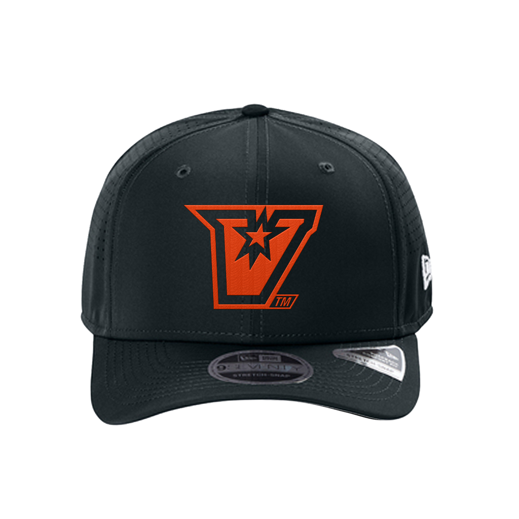 UTRGV™ Embroidered V-Logo – New Era® 9SEVENTY® Perforated Snapback Cap (Navy/Orange)