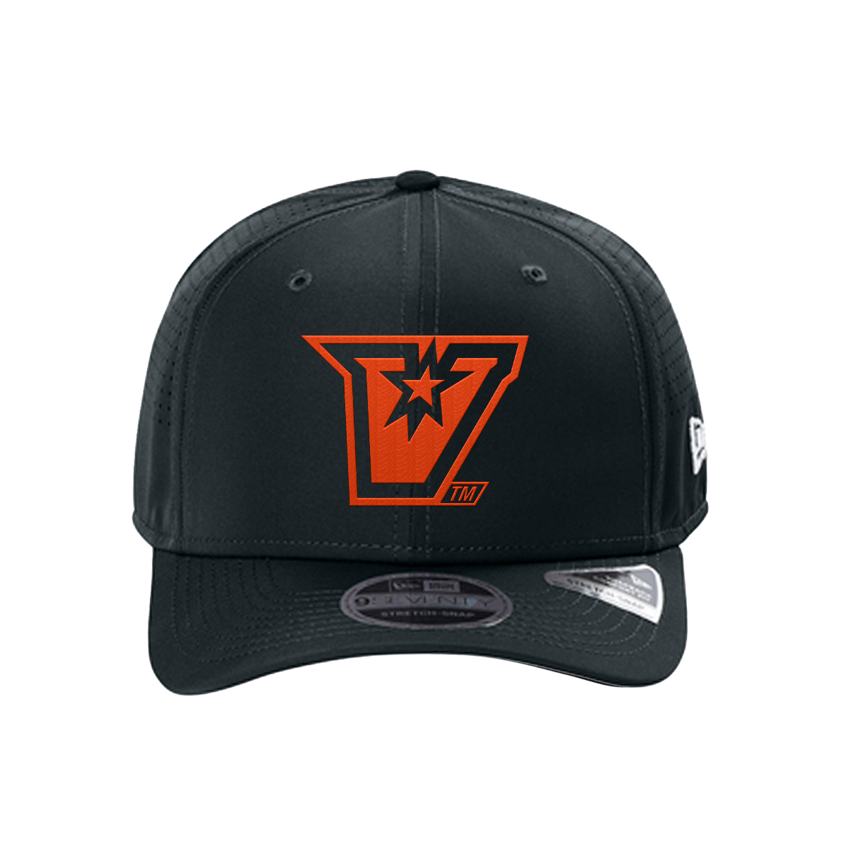 UTRGV™ Embroidered V-Logo – New Era® 9SEVENTY® Perforated Snapback Cap (Navy/Orange)