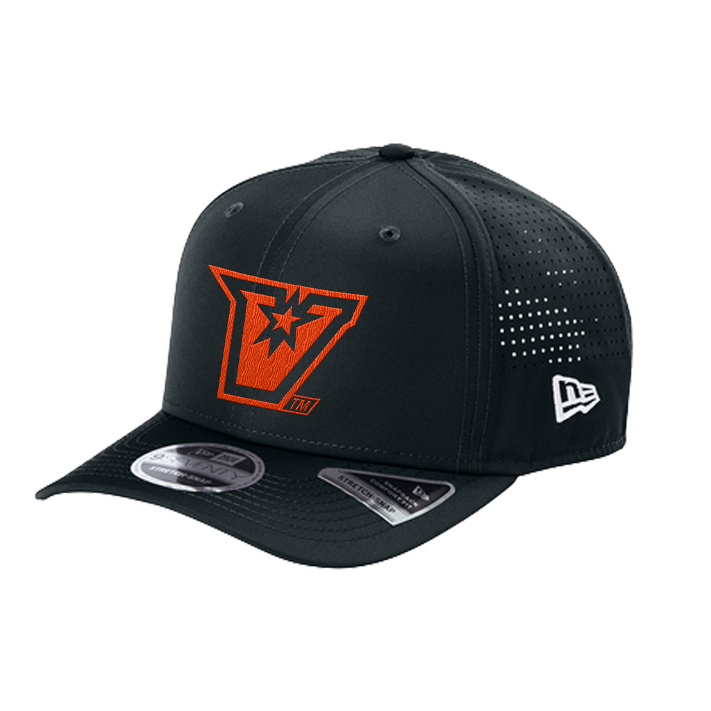 UTRGV™ Embroidered V-Logo – New Era® 9SEVENTY® Perforated Snapback Cap (Navy/Orange)