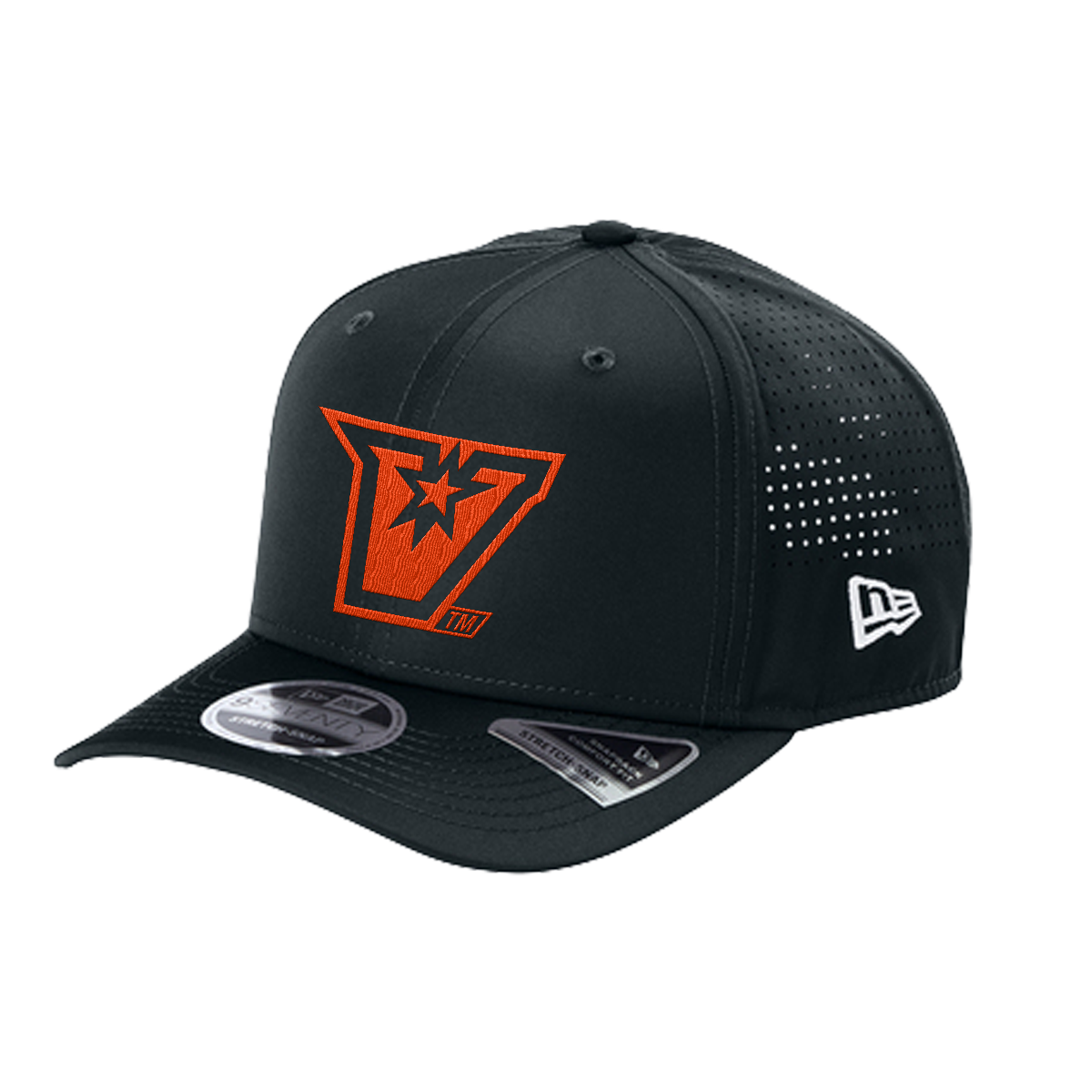 UTRGV™ Embroidered V-Logo – New Era® 9SEVENTY® Perforated Snapback Cap (Navy/Orange)