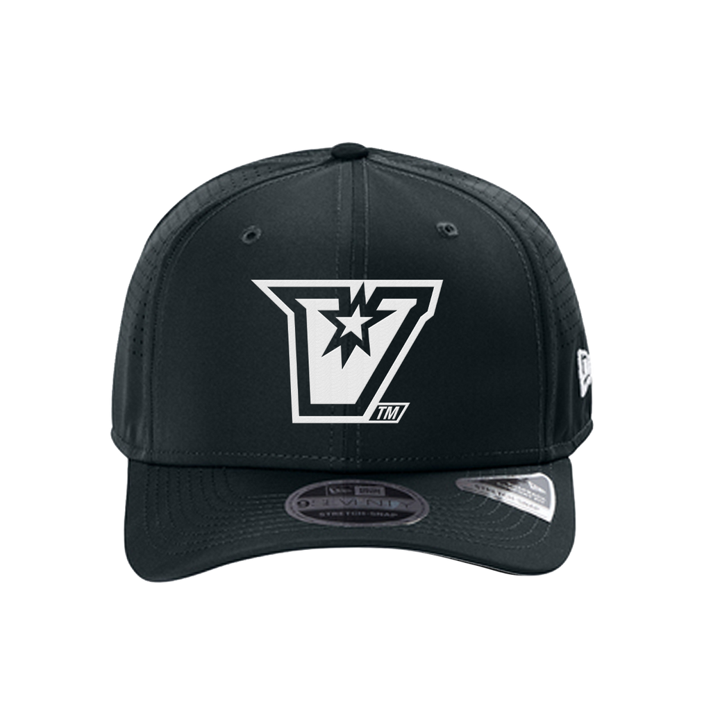 UTRGV™ Embroidered V-Logo – New Era® 9SEVENTY® Perforated Snapback Cap (Navy/White)