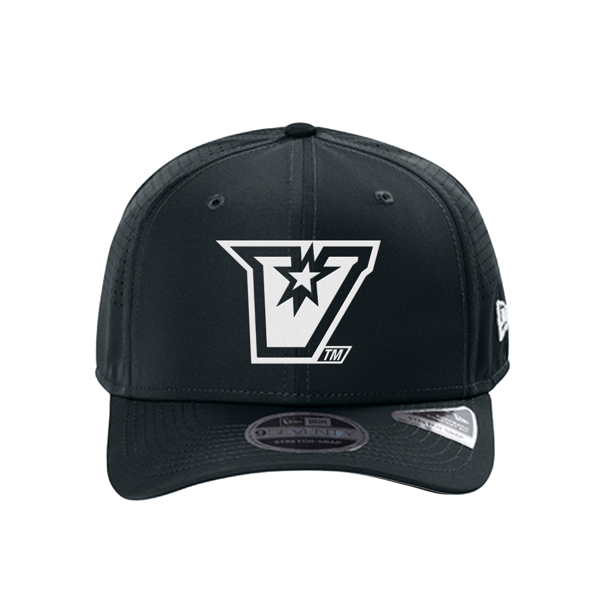 UTRGV™ Embroidered V-Logo – New Era® 9SEVENTY® Perforated Snapback Cap (Navy/White)