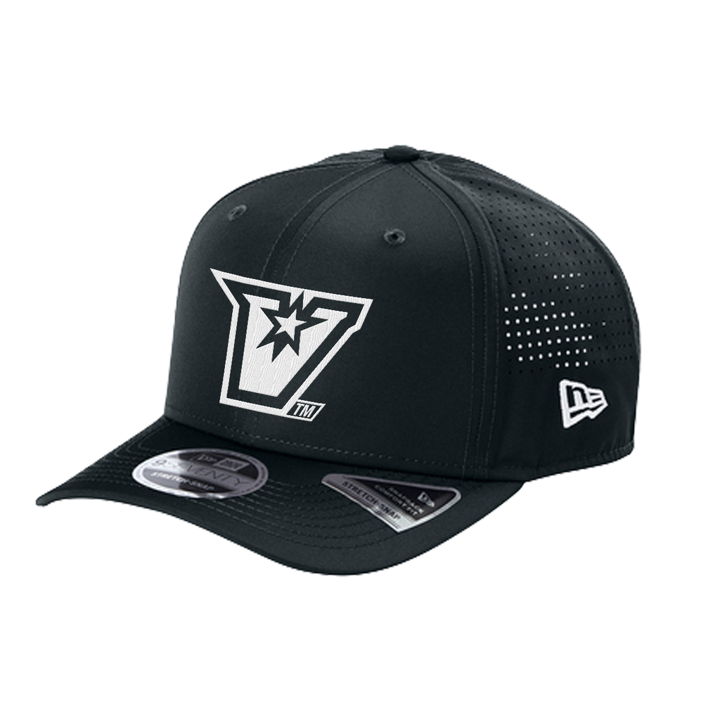 UTRGV™ Embroidered V-Logo – New Era® 9SEVENTY® Perforated Snapback Cap (Navy/White)