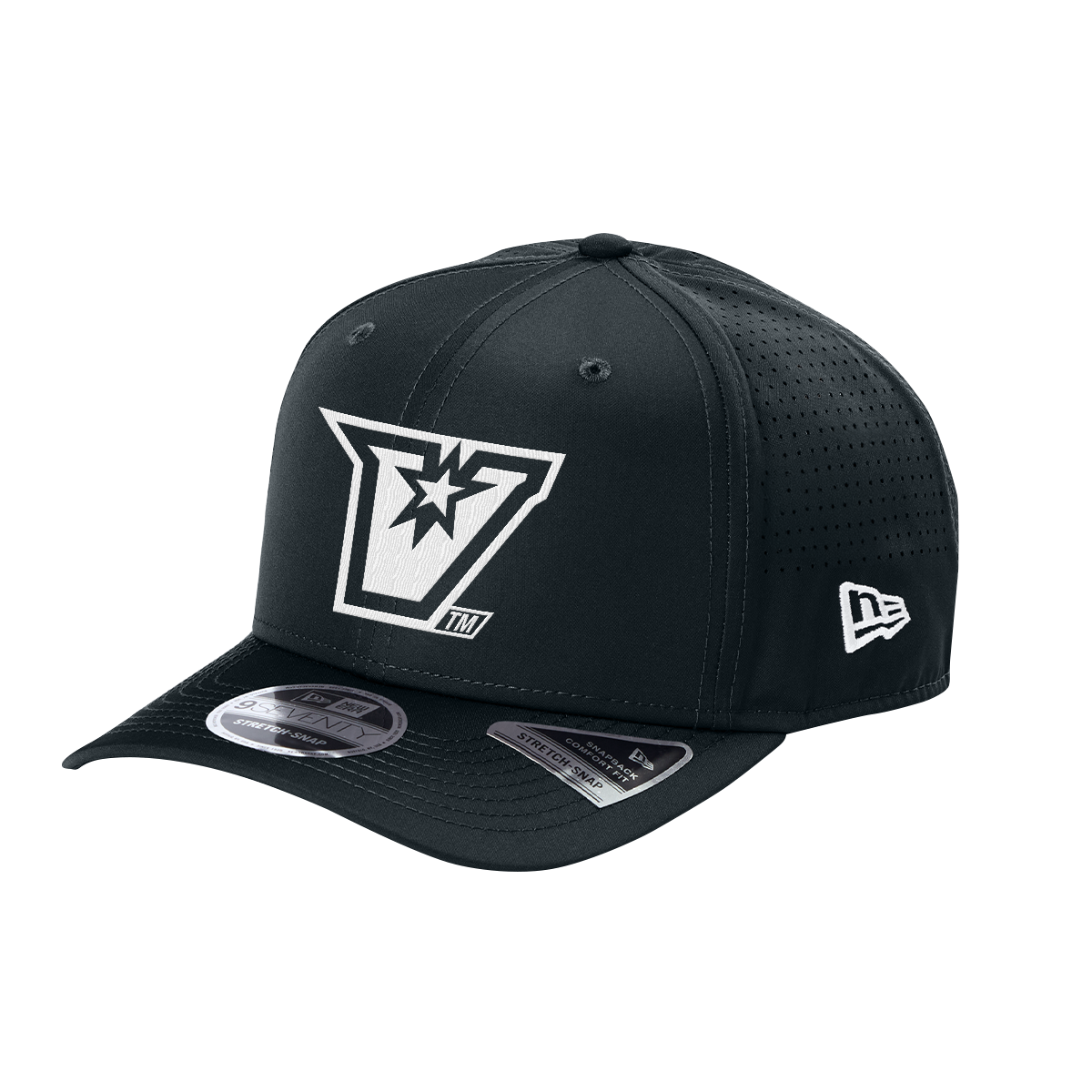 UTRGV™ Embroidered White V Logo Stretch Fit Cap - Navy | Official Licensed New Era® Headwear
