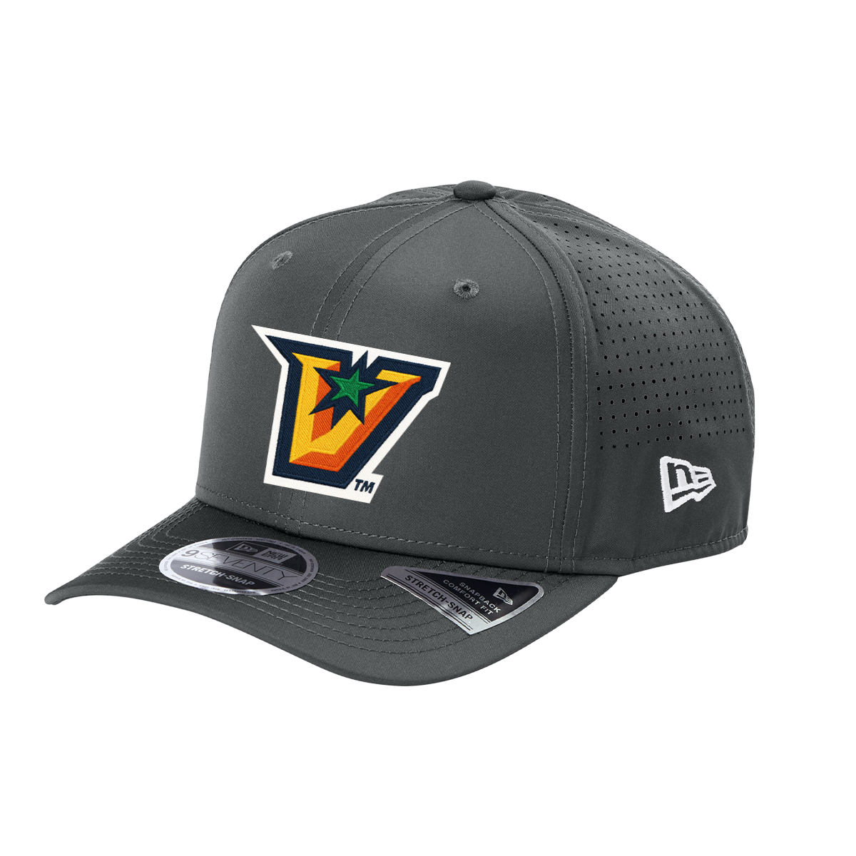 UTRGV™ Full Color V Logo Stretch Fit Cap - Graphite | Official Licensed New Era® Headwear