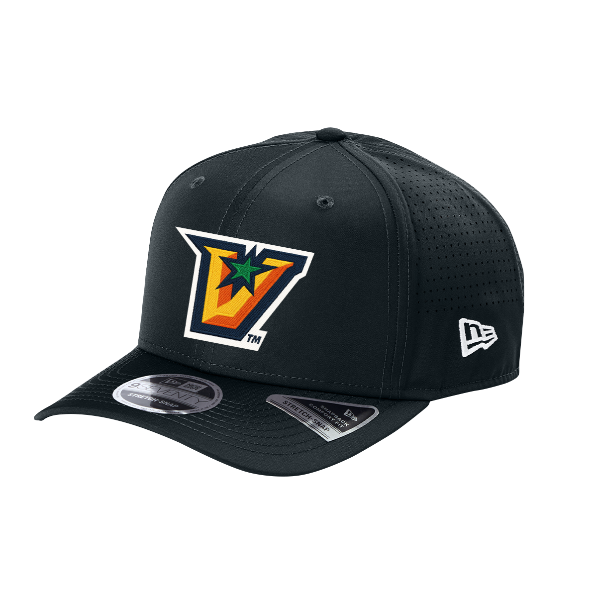 UTRGV™ Full Color V Logo Stretch Fit Cap - Navy | Official Licensed New Era® Headwear