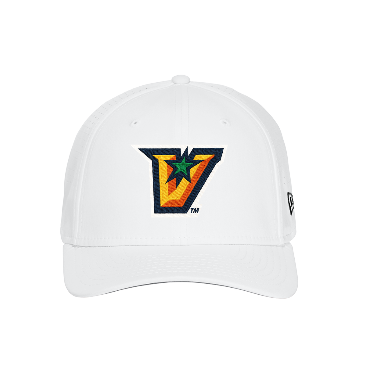 UTRGV™ Full Color V Logo Stretch Fit Cap - White | Official Licensed New Era® Headwear