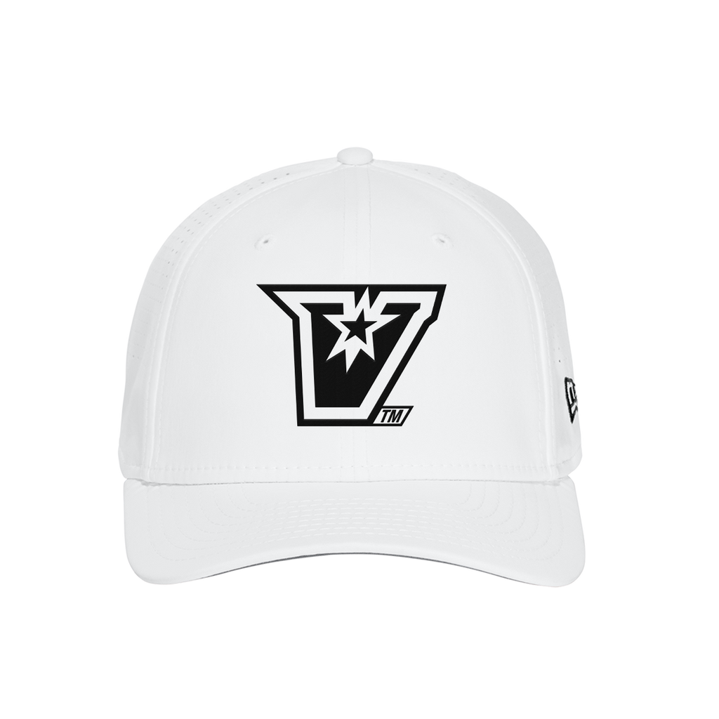 UTRGV™ Embroidered V-Logo – New Era® 9SEVENTY® Perforated Snapback Cap (White/Black)