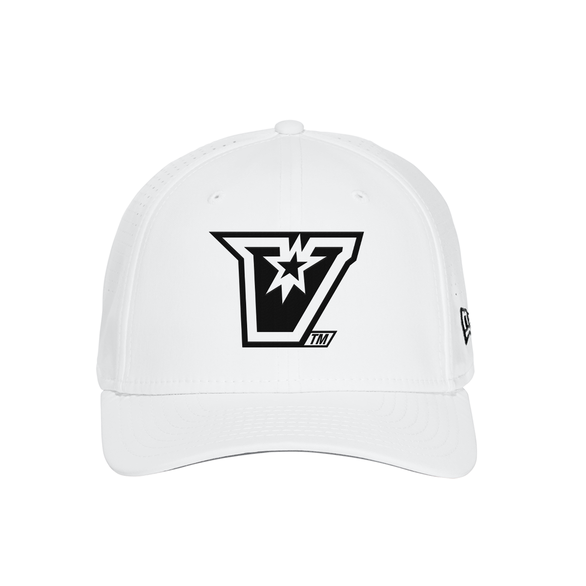 UTRGV™ Embroidered V-Logo – New Era® 9SEVENTY® Perforated Snapback Cap (White/Black)