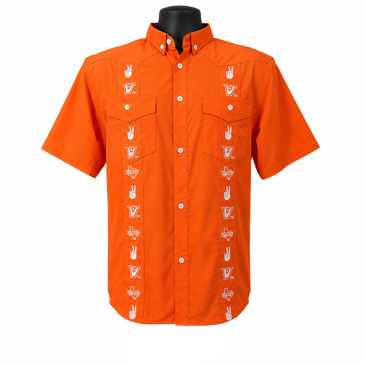 UTRGV™ Vaqueros Embroidered Guayabera - Orange | Official Licensed Apparel