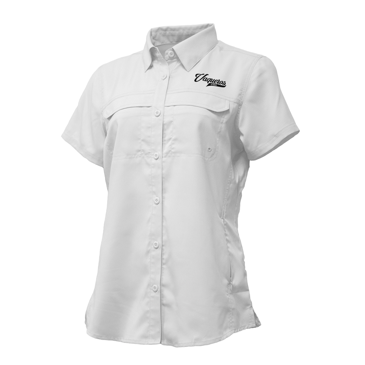 UTRGV™ - Black Vaqueros Logo - Women's White Fishing Shirt | Official Apparel