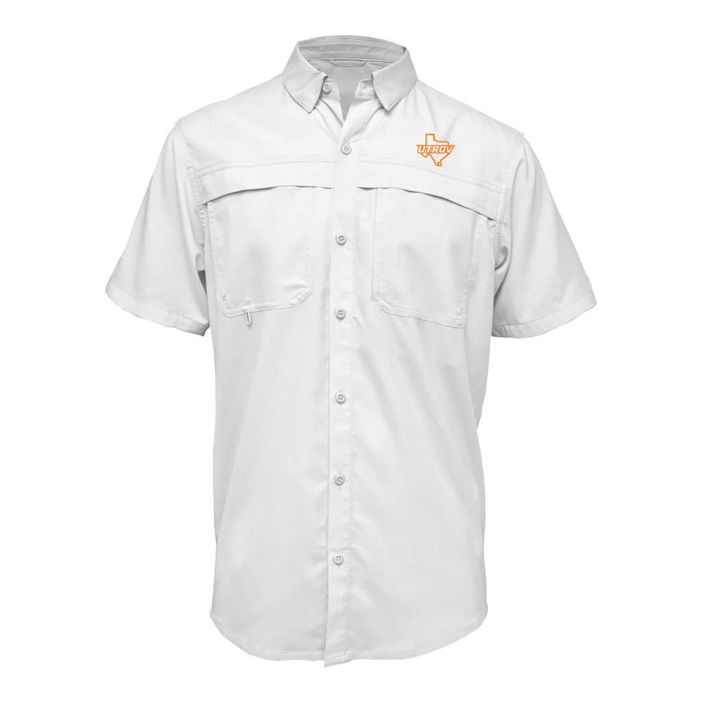 UTRGV™ - Orange Texas Logo - Men's White Fishing Shirt | Official Apparel