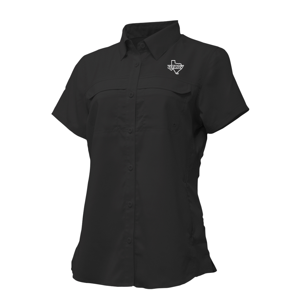 UTRGV™ - White Texas Logo - Women's Black Fishing Shirt | Official Apparel